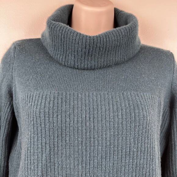 Bartolini Wool Cashmere Blend Turtleneck Sweater Ribbed Knit Green Size Small - Picture 2 of 8
